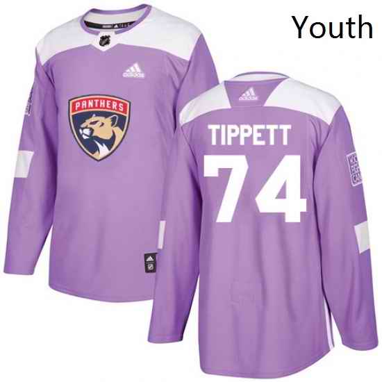 Youth Adidas Florida Panthers 74 Owen Tippett Authentic Purple Fights Cancer Practice NHL Jersey